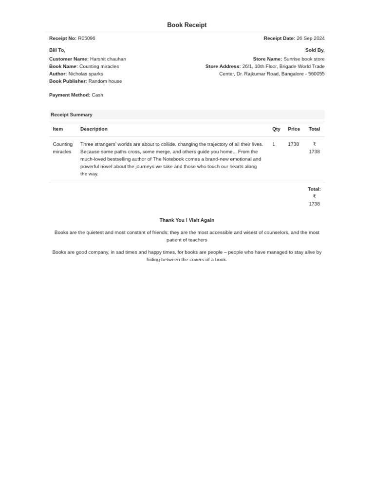 Counting Miracle Recipt | PDF
