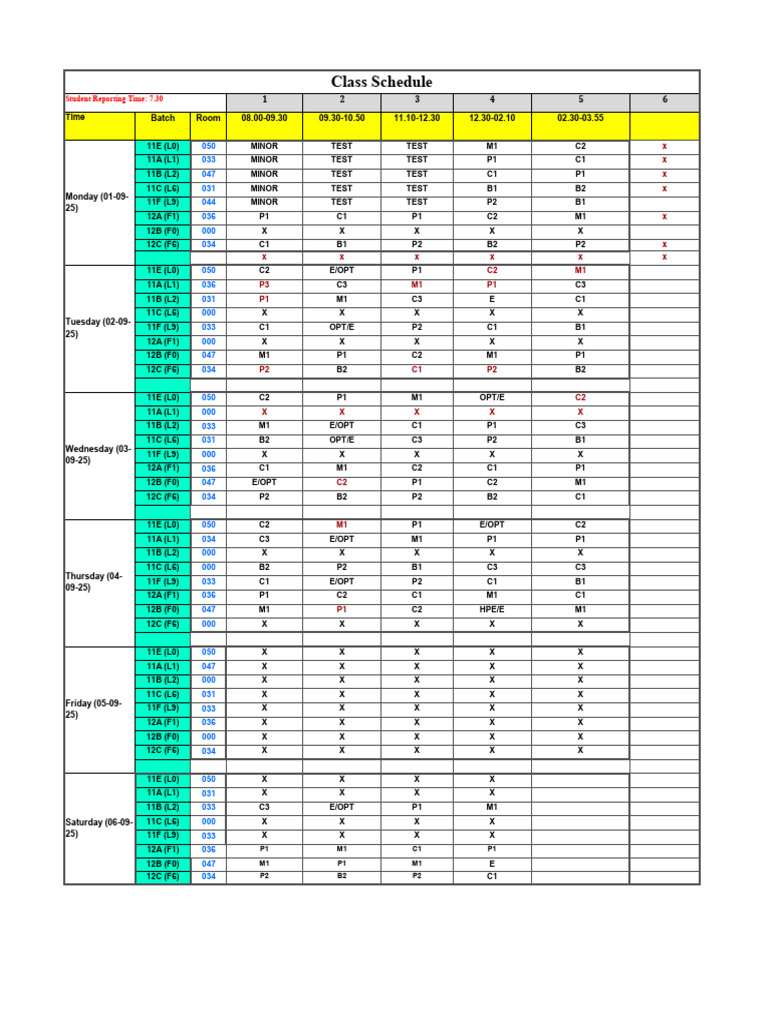 Class Schedule Overview | PDF