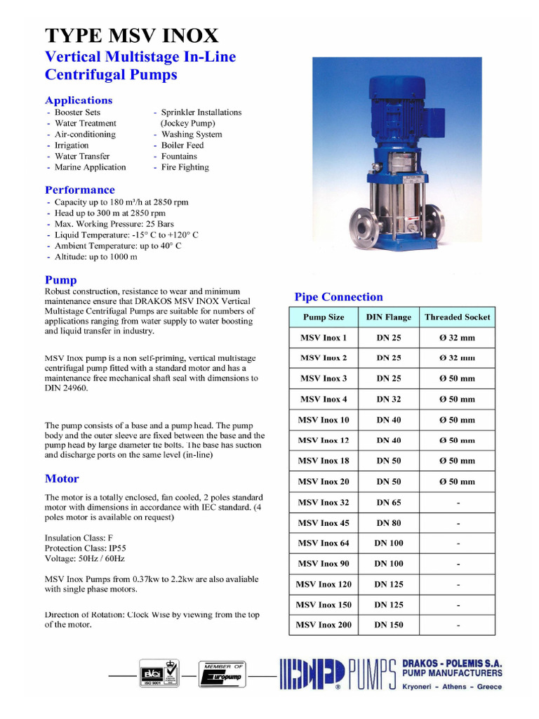 Vertical Multistage Pump MSV INOX1 | PDF