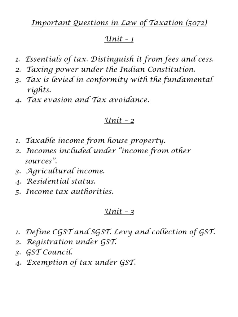 Key Taxation Law Concepts Explained | PDF