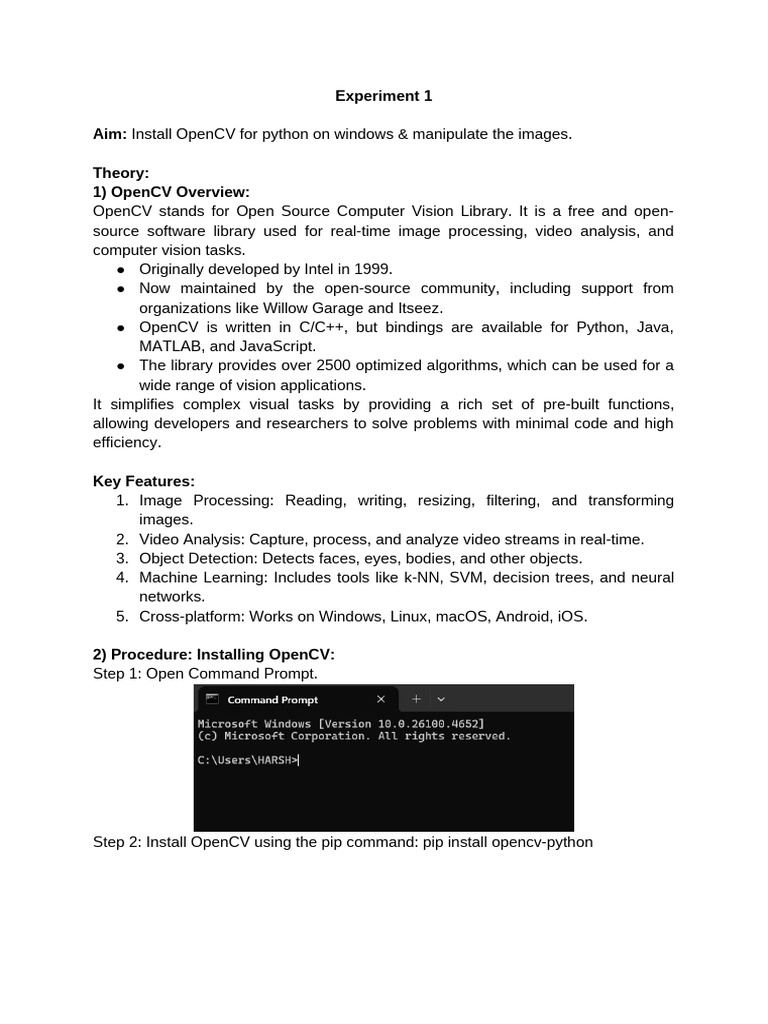 Installing OpenCV on Windows | PDF