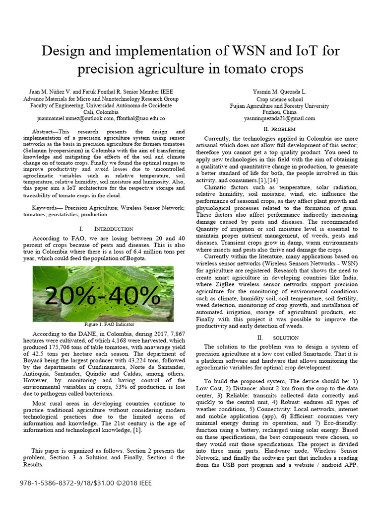 Design and Implementation of WSN and IoT For Precision Agriculture in ...