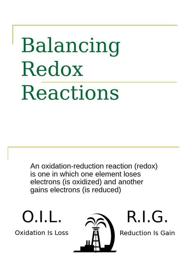 Balancing Redox Reactions Explained | PDF | Redox | Manganese