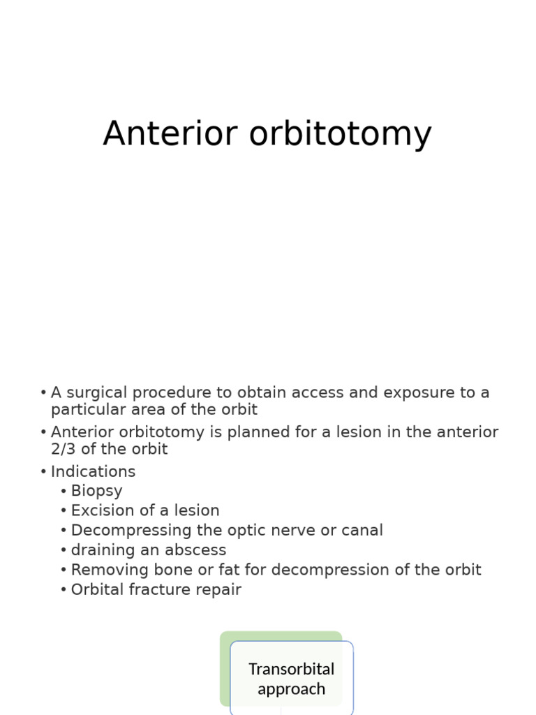 Anterior Orbitotomy: Surgical Techniques & Risks | PDF