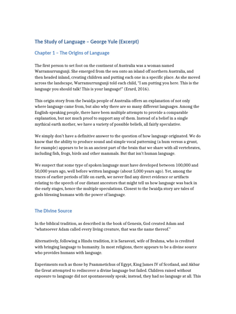 Origins of Language Theories | PDF | Origin Of Language | Speech