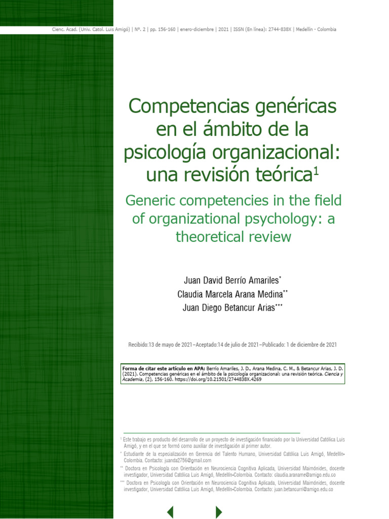 Competencias Genericas en El Ambito de La Psicolog | PDF | Pensamiento ...
