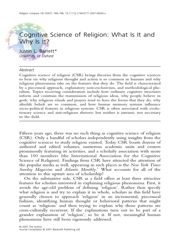 Cognitive Science of Religion What Is It and Why Is It | PDF ...