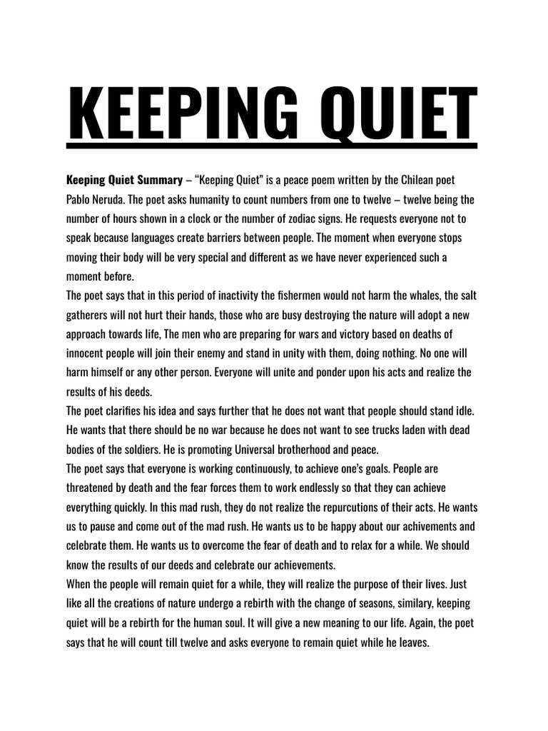 KEEPING QUIET PDF