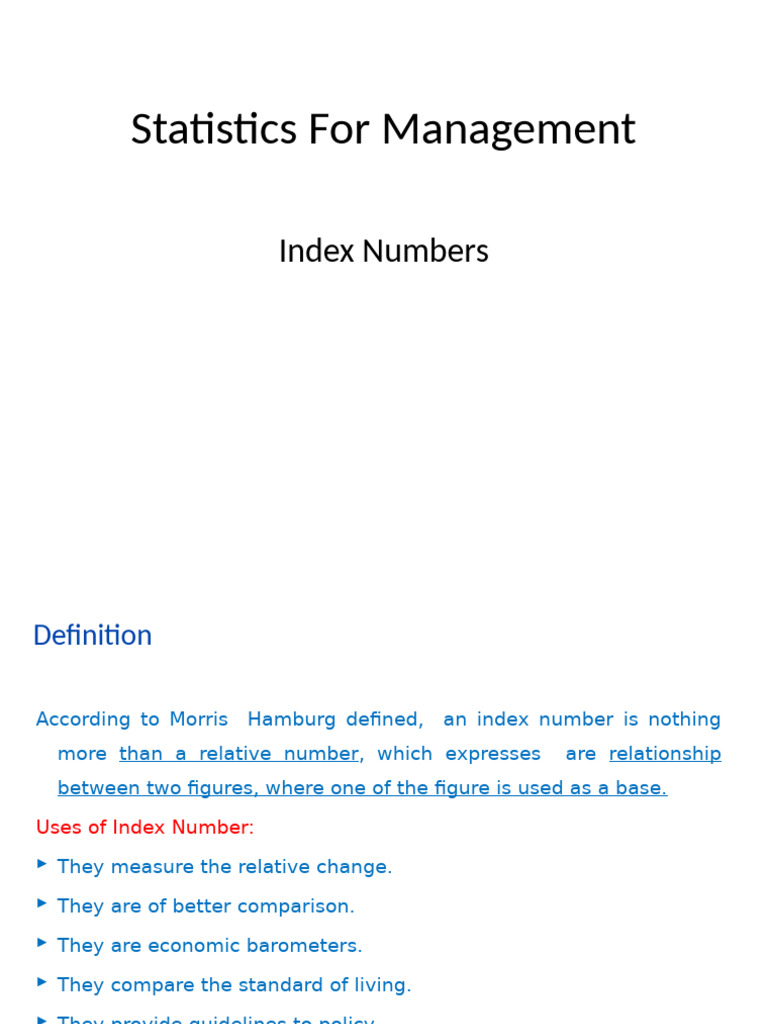 Index Numbers in Management Statistics | PDF | Price Indices | Index ...
