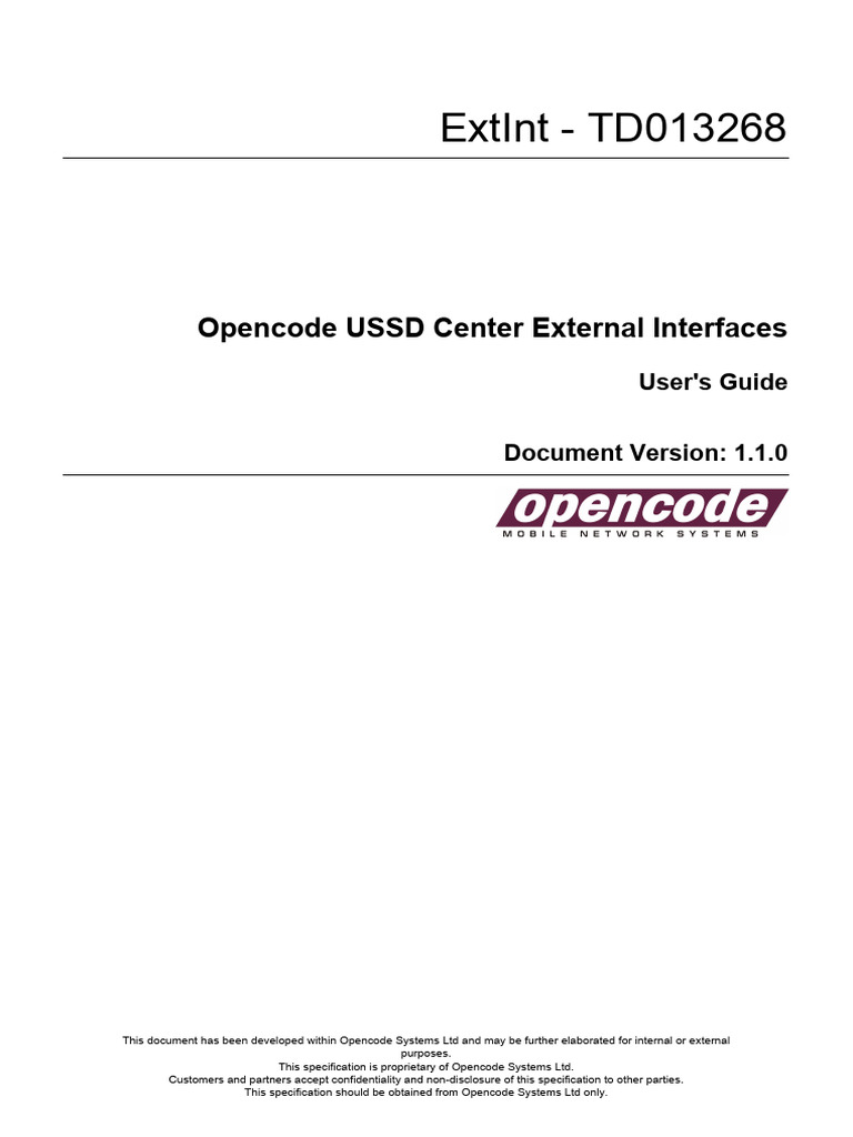 Opencode USSD Center User's Guide | PDF | Networking | Internet & Web