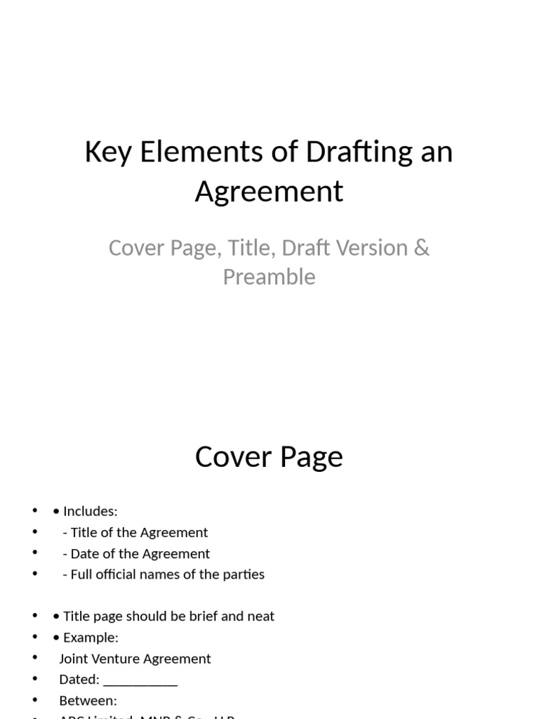 Drafting Key Elements of Agreements | PDF | Lease | Business