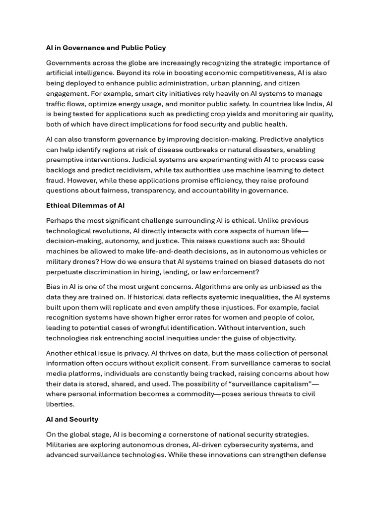AI's Impact on Governance and Ethics | PDF | Artificial Intelligence ...