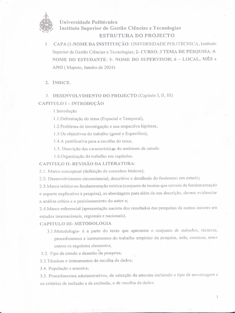 Estrutura Do Projecto - IsPU | PDF