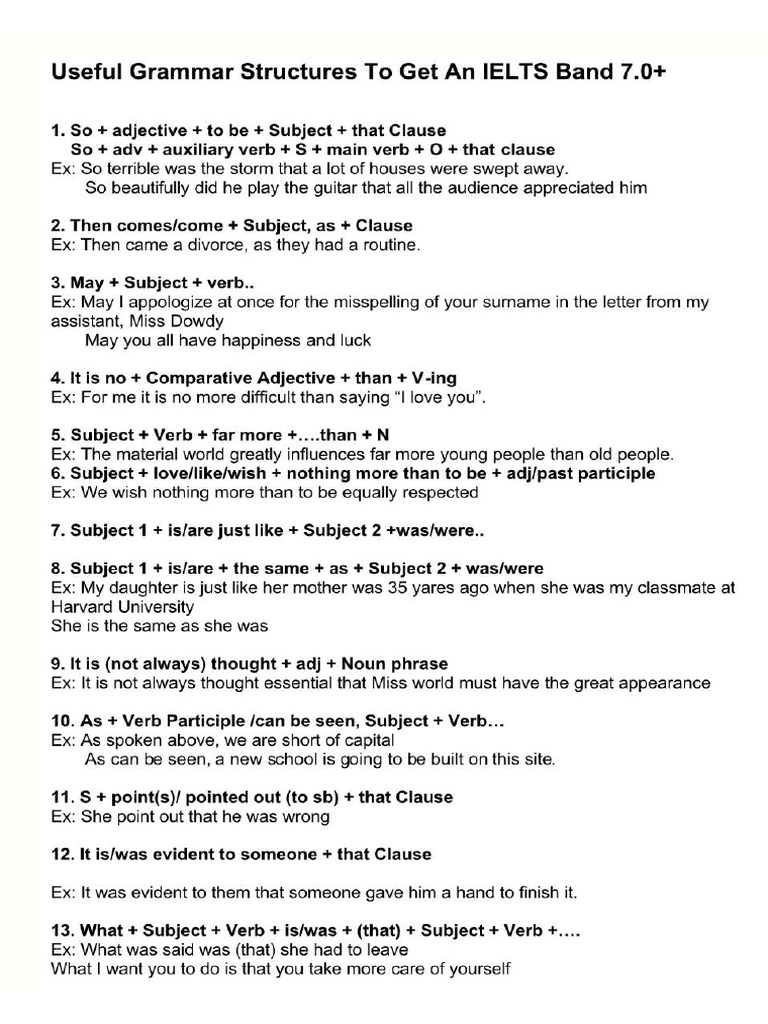 Sentences (Band 7+) | PDF