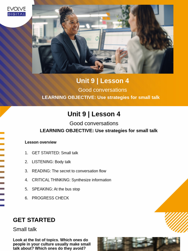Evdg TC in l5 U09 l04 Lesson | PDF | Body Language | Conversation