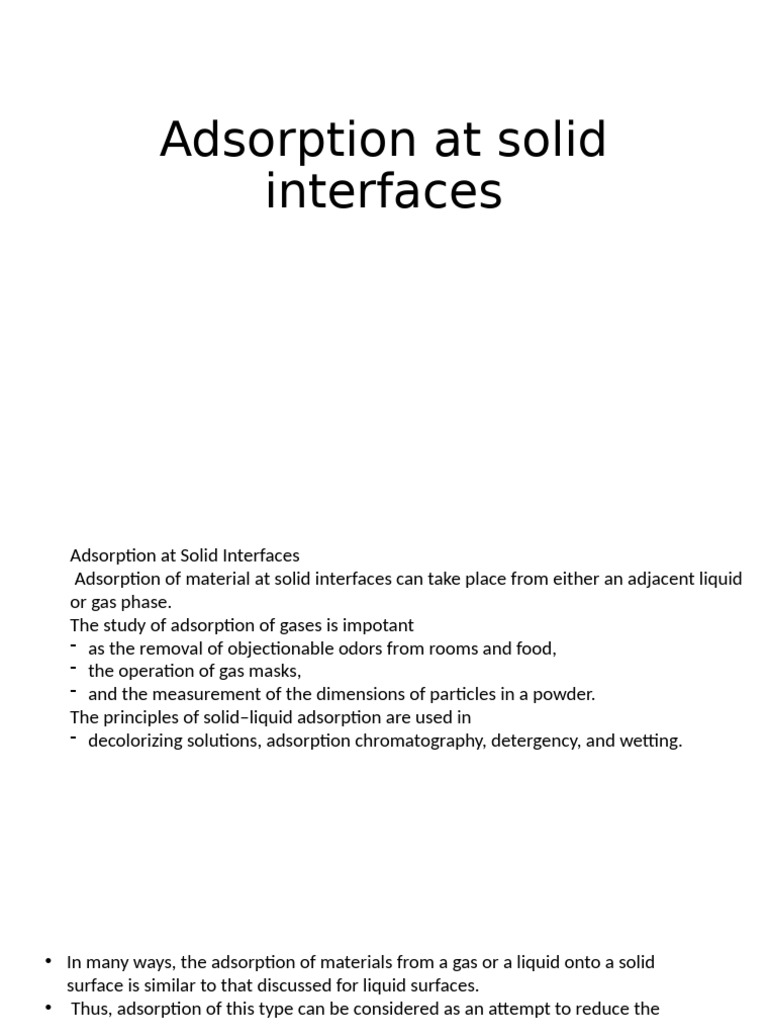 Adsorption at Solid Interfaces | PDF | Adsorption | Phases Of Matter