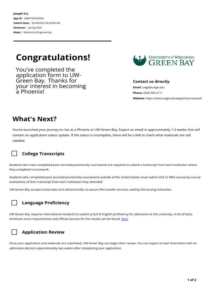 UW-Green Bay Next Steps | PDF | Software | Computing