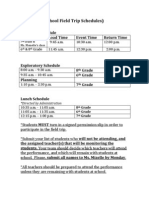 March 6 (School Field Trip Schedules) : Field Trip Schedule Grade Level Load Time Event Time Return Time