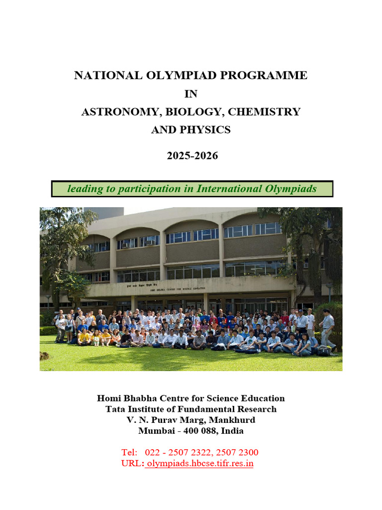 National Olympiad Programme 2025-2026 | PDF | Science