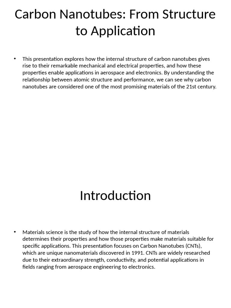 Carbon Nanotubes: Structure & Applications | PDF | Carbon Nanotube ...