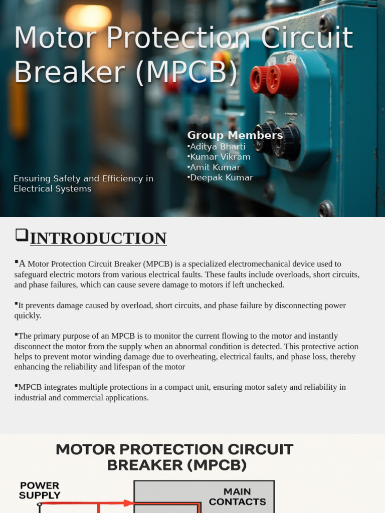 Motor Protection Circuit Breaker (MPCB) Re | PDF | Electric Motor | Relay