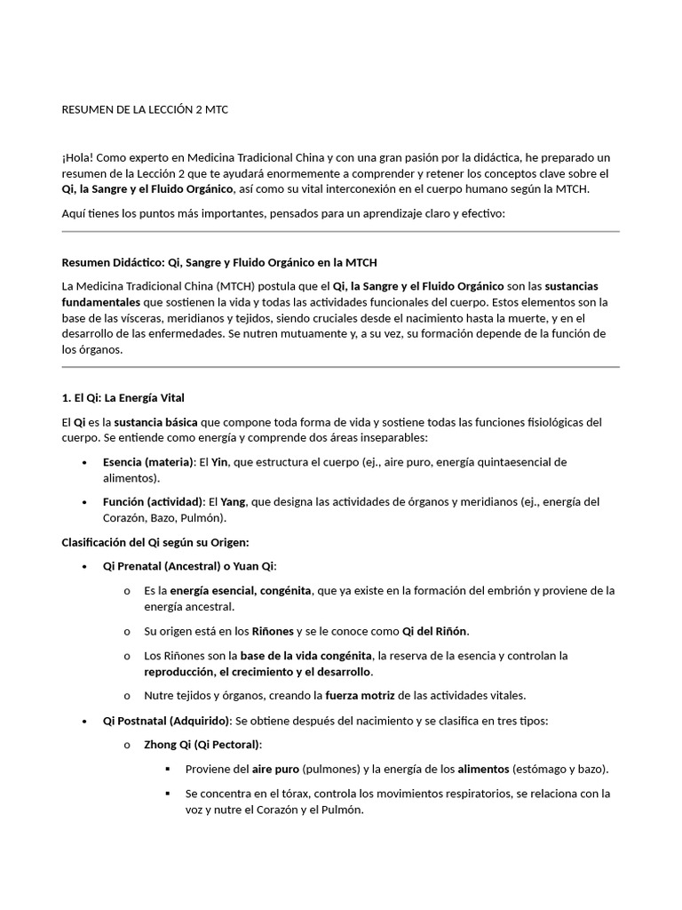 Qi, Sangre y Fluido Orgánico en MTCH | PDF | Sangre | Qi