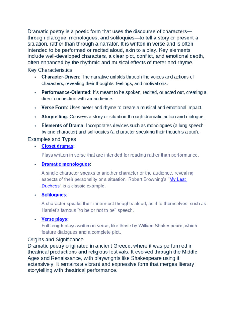 Dramatic Poetry Is | PDF