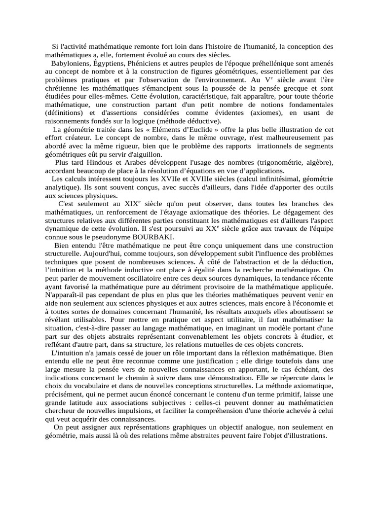 Évolution des mathématiques à travers l'histoire | PDF | Mathématiques ...