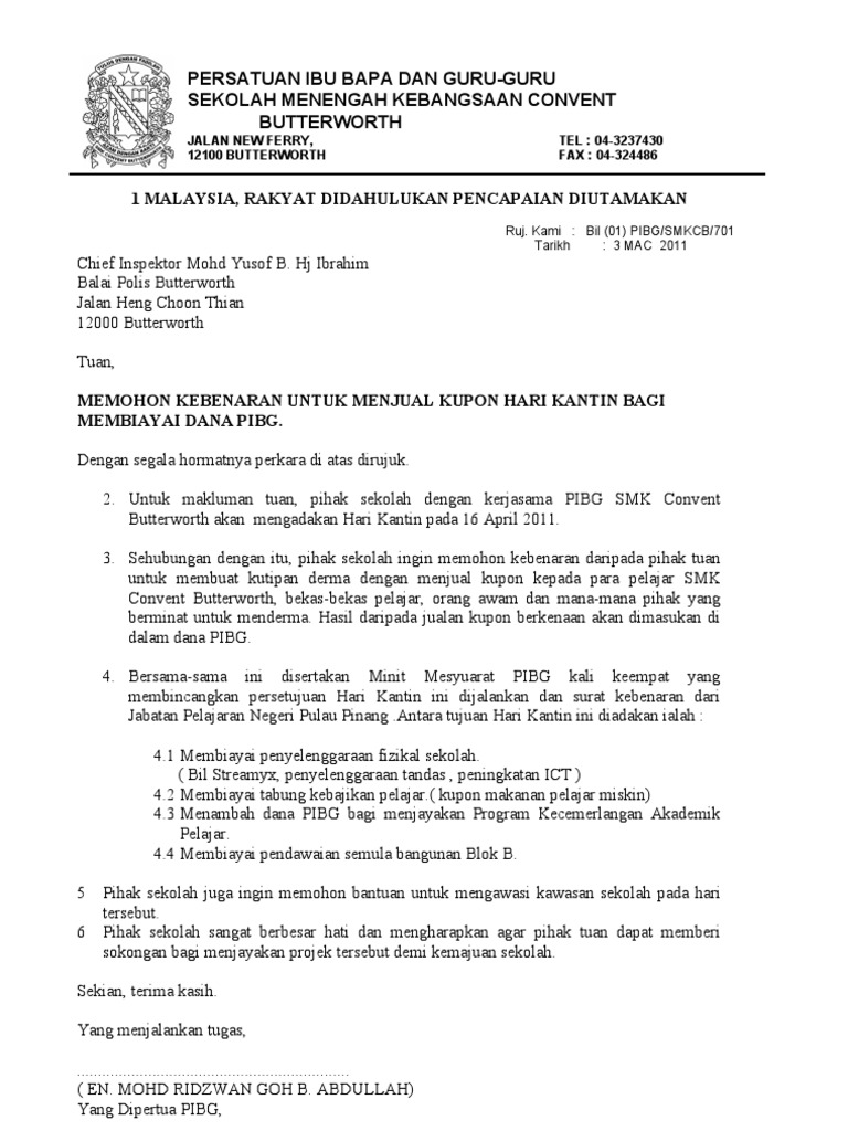 Surat Contoh Kebenaran Pihak Polis Mengadakan Maraton Di Jalan Raya