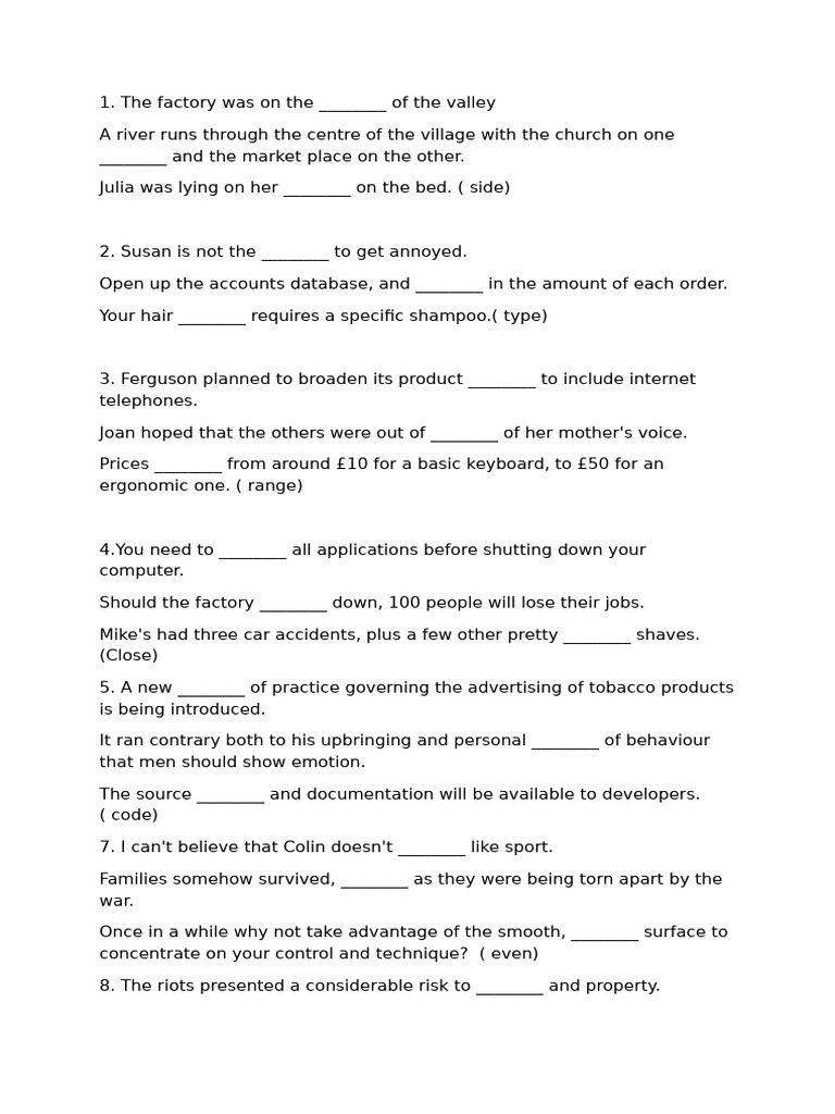 Vocabulary and Contextual Usage Exercises | PDF