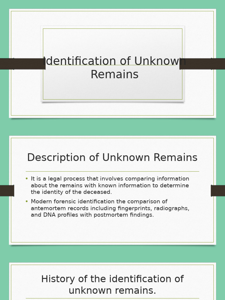 Forensic Identification of Unknown Remains | PDF