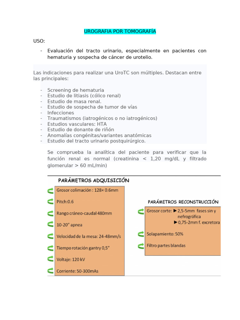 Urografía por Tomografía: Usos y Fases | PDF | Riñón | Especialidades ...