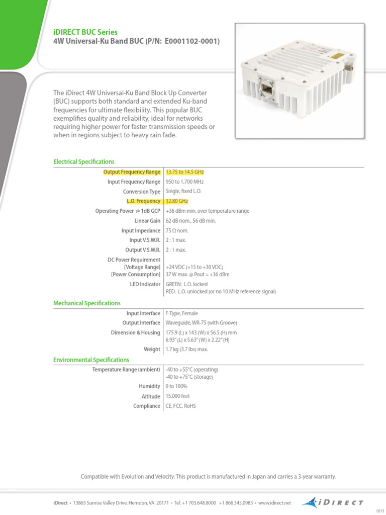 Buc 4w Idirect Uni Ku Buc 0515 | PDF | Hertz | Electromagnetism