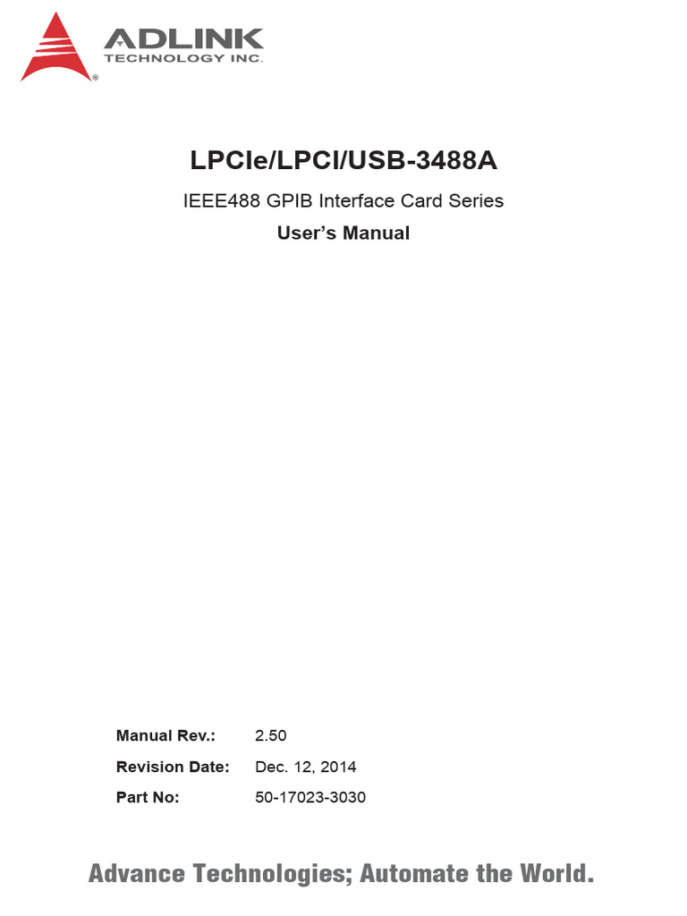 LPCIe/LPCI/USB-3488A GPIB Manual | PDF | Usb | Computer Architecture