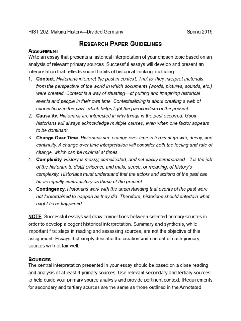 Research Paper Guidelines for HIST 202 | PDF | Essays | Cognition