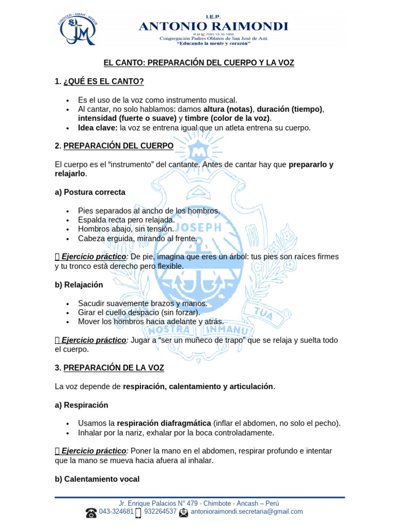 EL CANTO-Preparacion Del Cuerpo y La Voz | PDF | Canto