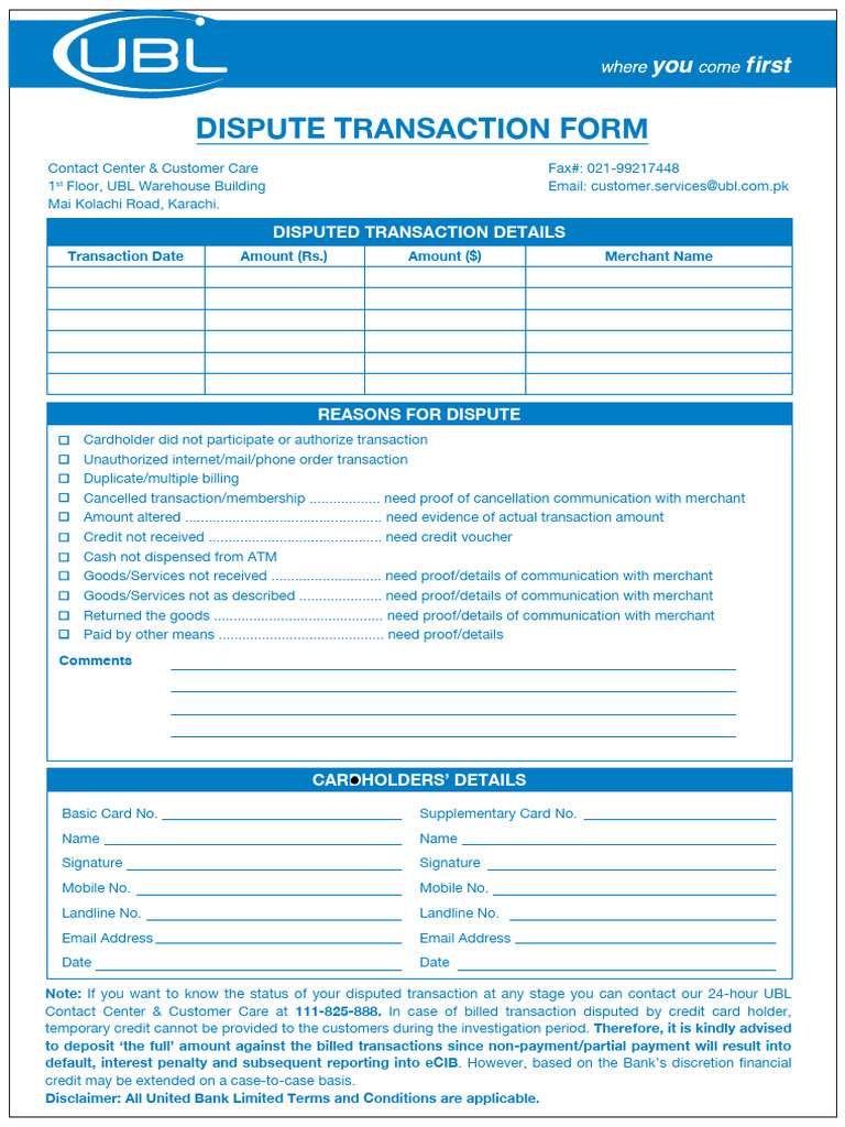 Dispute Transaction Form Guide | PDF | Credit Card | Financial Technology