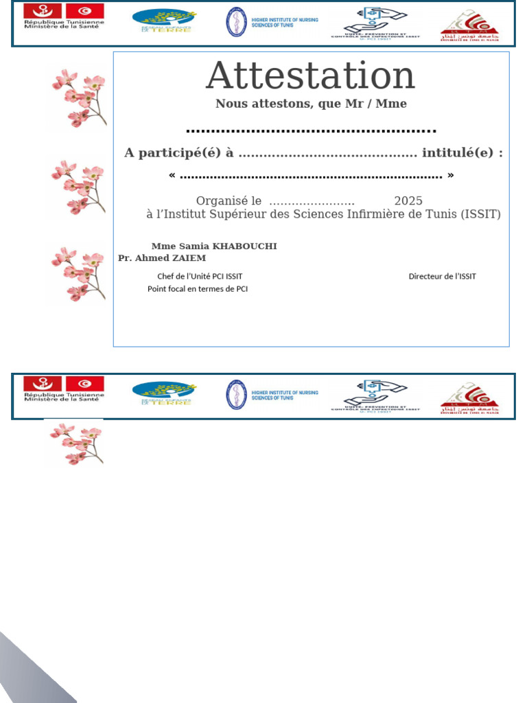 Attestation de participation à l'ISSIT | PDF