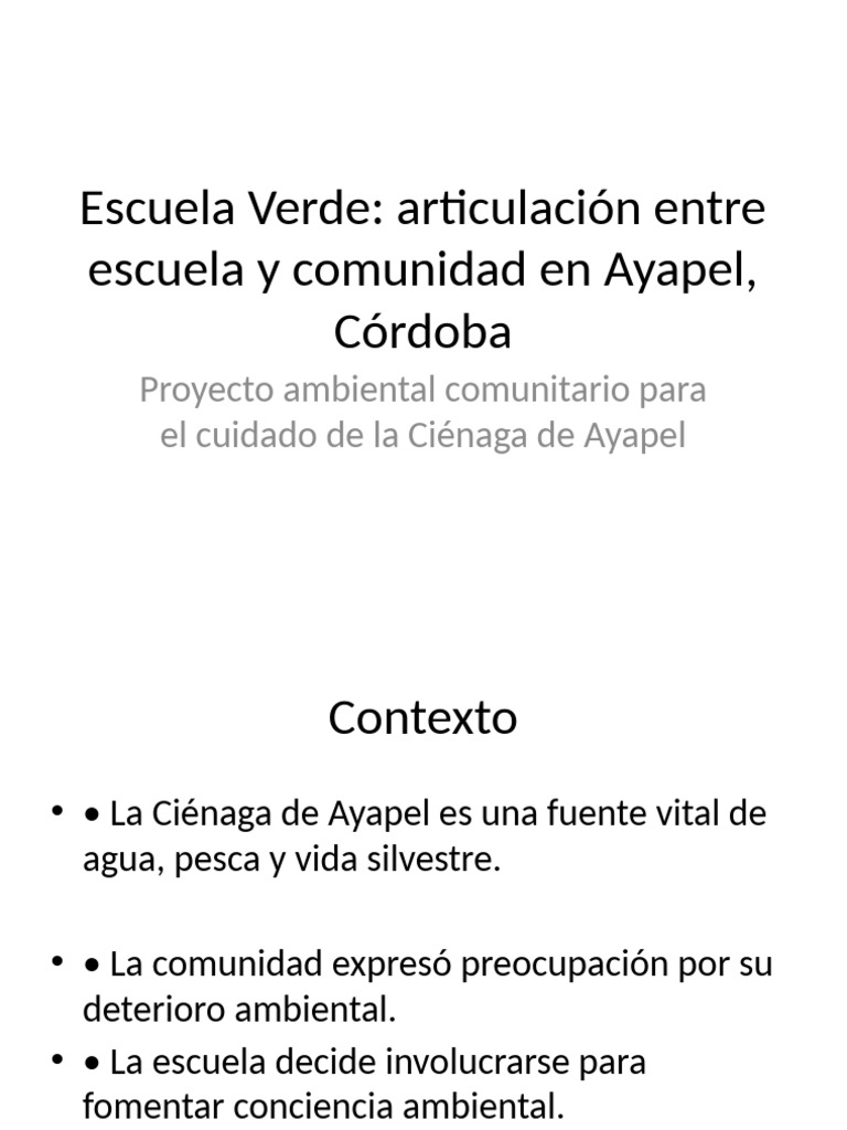Escuela - Verde - Ayapel - Proyecto Pedagógico Ambiental | PDF