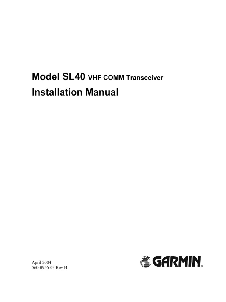 SL40 VHF COMM Transceiver Manual | PDF | Electrical Connector | Coaxial ...
