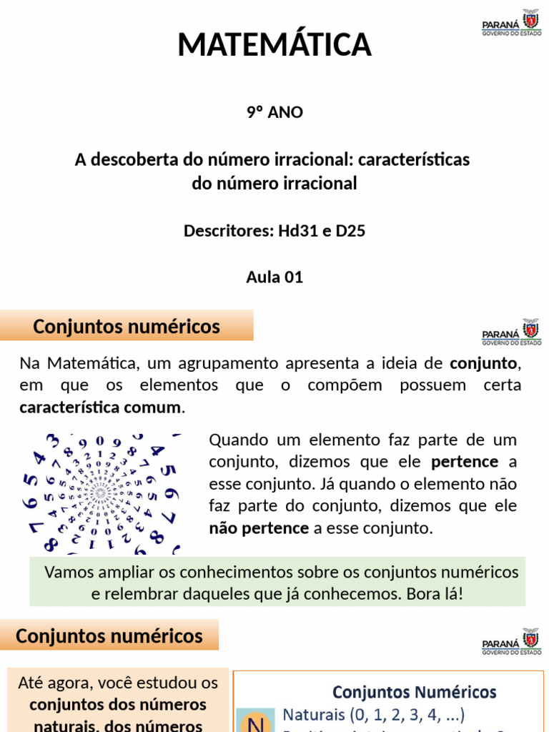 Números Irracionais no 9º Ano | PDF | Números | Número real
