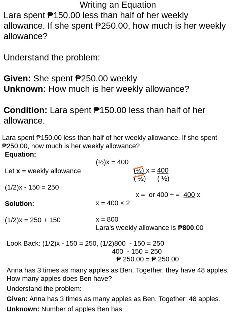Solving Word Problems with Equations | PDF