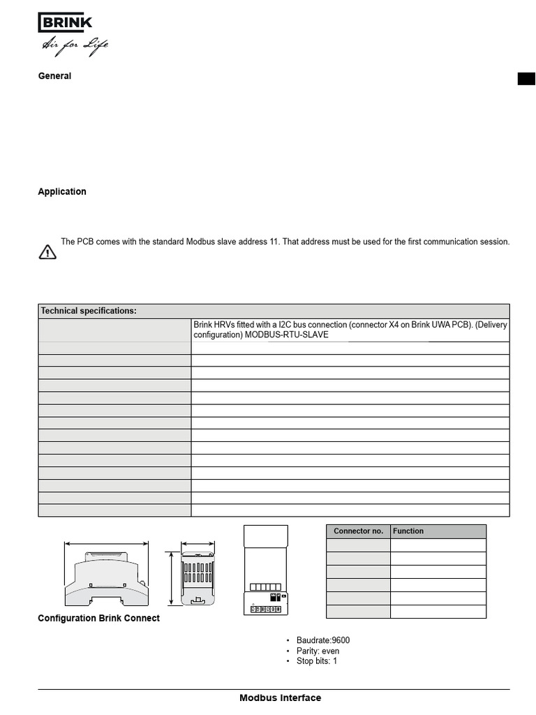 Brink Connect Modbus Interface Guide | PDF | Electronics | Equipment