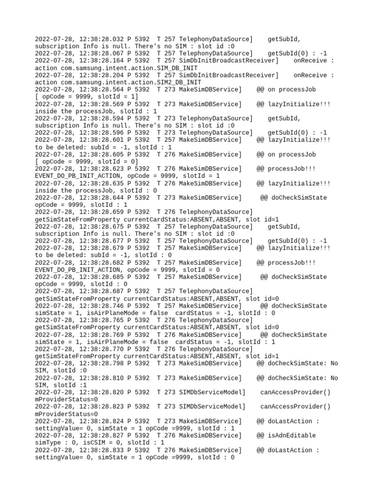 SIM State Initialization Log | PDF