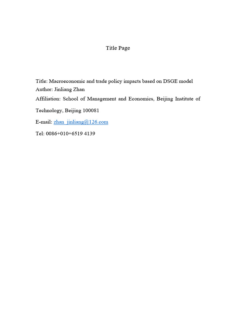 DSGE Model: Macroeconomic Policy Impacts | PDF | Macroeconomics ...