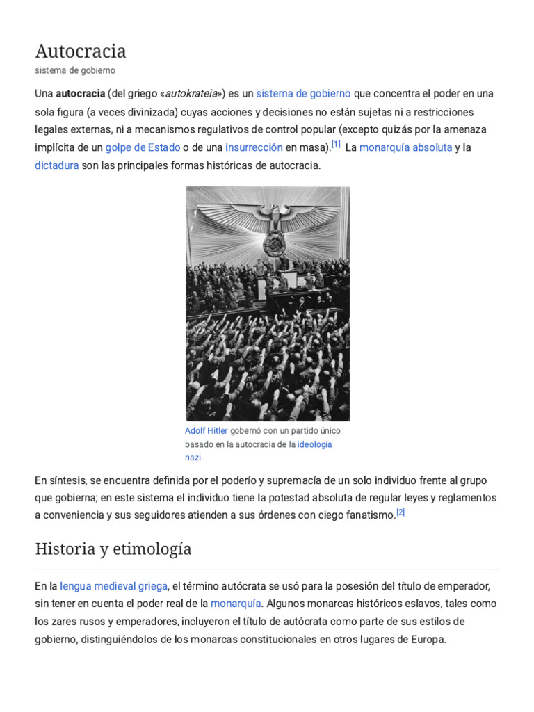 Autocracia - Wikipedia, La Enciclopedia Libre | PDF | Ciencias ...