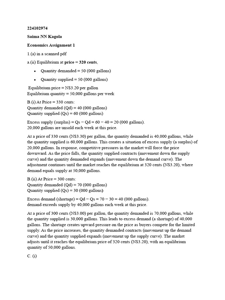 Economics Assignment | PDF | Consumer Price Index | Economic Equilibrium