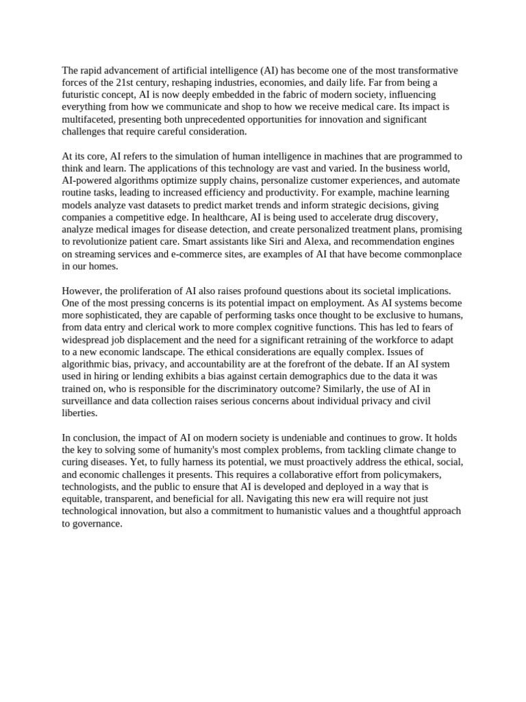 AI's Impact on Society and Ethics | PDF | Artificial Intelligence ...