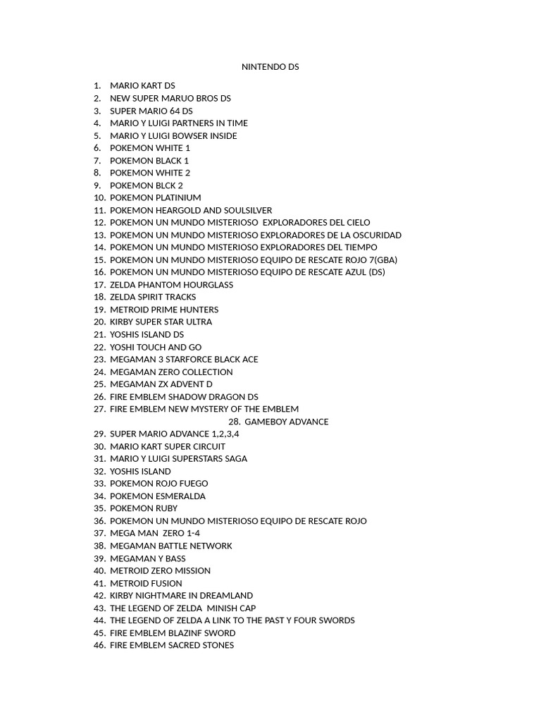 Top Nintendo DS Games List | PDF