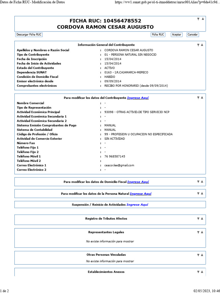 Descargar Ficha RUC de Contribuyente | PDF | Industrias de servicio